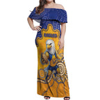 Custom Eagles Football Off Shoulder Maxi Dress Aboriginal Dot Art Pattern