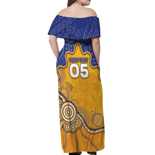 Custom Eagles Football Off Shoulder Maxi Dress Aboriginal Dot Art Pattern