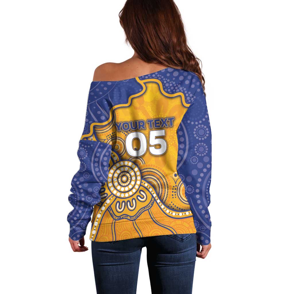 Custom Eagles Football Off Shoulder Sweater Aboriginal Dot Art Pattern