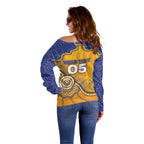 Custom Eagles Football Off Shoulder Sweater Aboriginal Dot Art Pattern