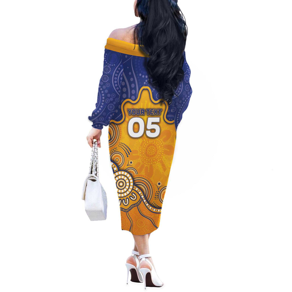 Custom Eagles Football Off The Shoulder Long Sleeve Dress Aboriginal Dot Art Pattern