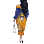 Custom Eagles Football Off The Shoulder Long Sleeve Dress Aboriginal Dot Art Pattern
