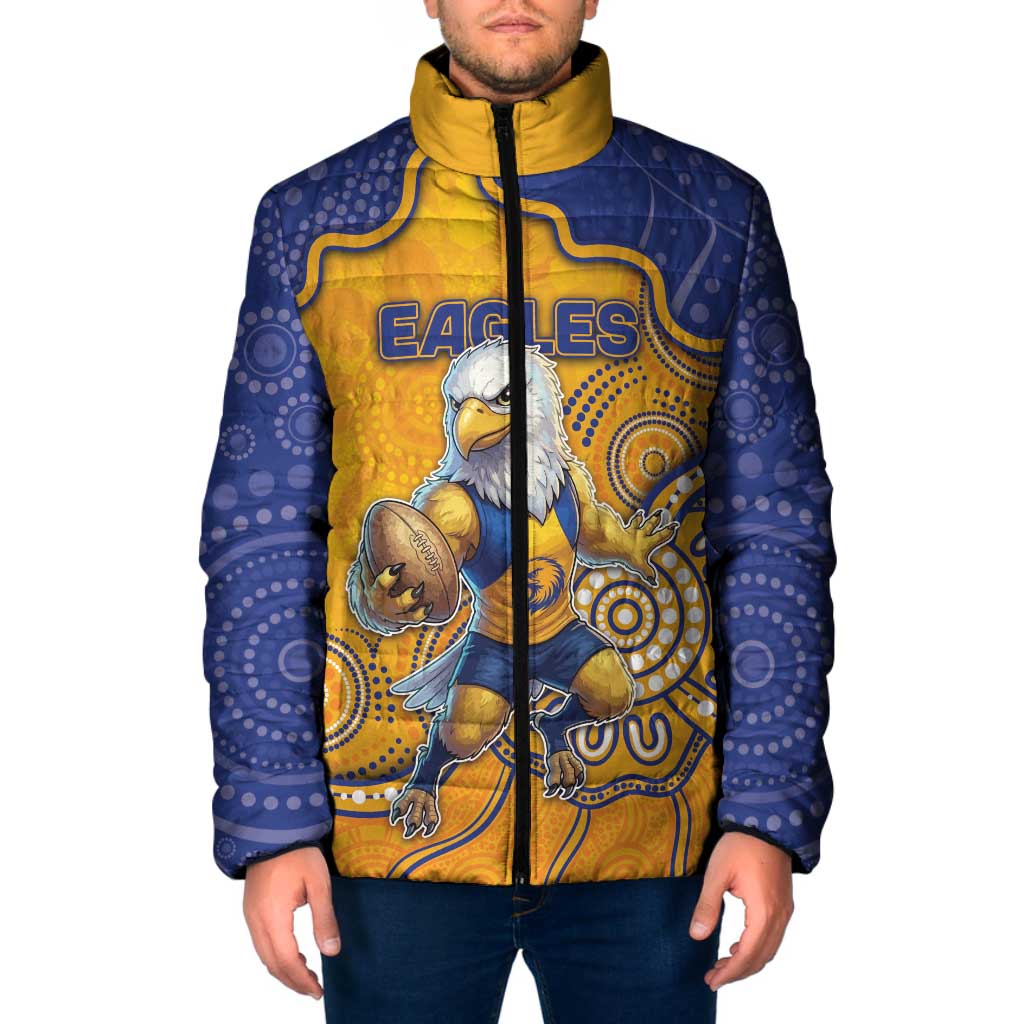 Custom Eagles Football Padded Jacket Aboriginal Dot Art Pattern
