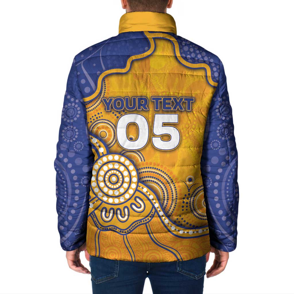 Custom Eagles Football Padded Jacket Aboriginal Dot Art Pattern