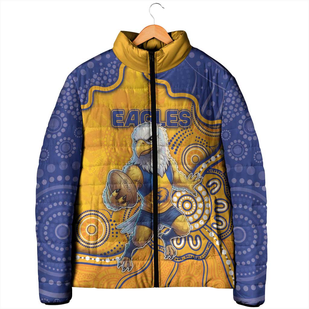 Custom Eagles Football Padded Jacket Aboriginal Dot Art Pattern
