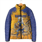 Custom Eagles Football Padded Jacket Aboriginal Dot Art Pattern