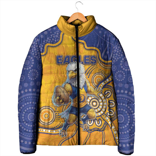 Custom Eagles Football Padded Jacket Aboriginal Dot Art Pattern