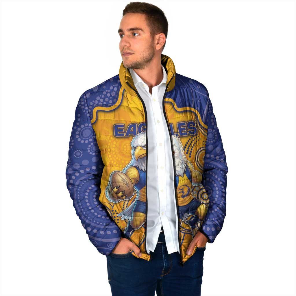 Custom Eagles Football Padded Jacket Aboriginal Dot Art Pattern