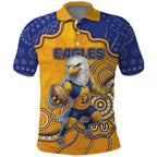 Custom Eagles Football Polo Shirt Aboriginal Dot Art Pattern
