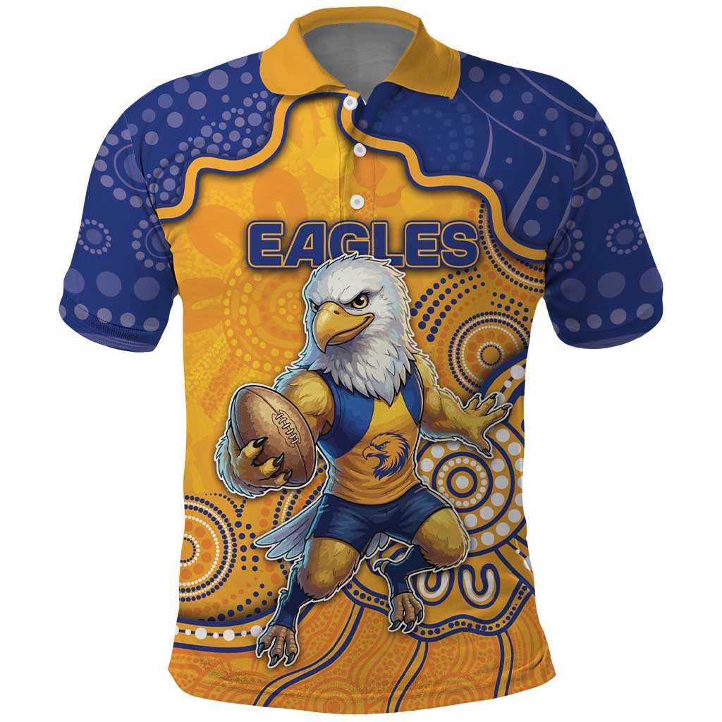 Custom Eagles Football Polo Shirt Aboriginal Dot Art Pattern