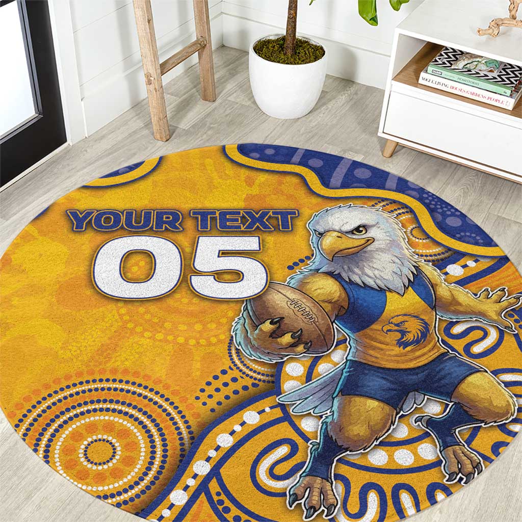 Custom Eagles Football Round Carpet Aboriginal Dot Art Pattern