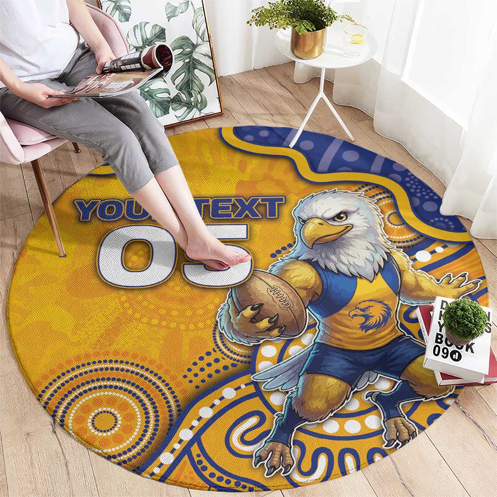 Custom Eagles Football Round Carpet Aboriginal Dot Art Pattern