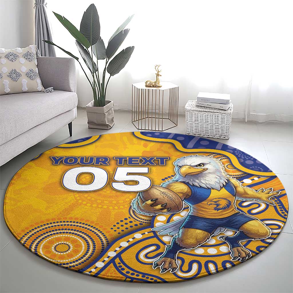Custom Eagles Football Round Carpet Aboriginal Dot Art Pattern