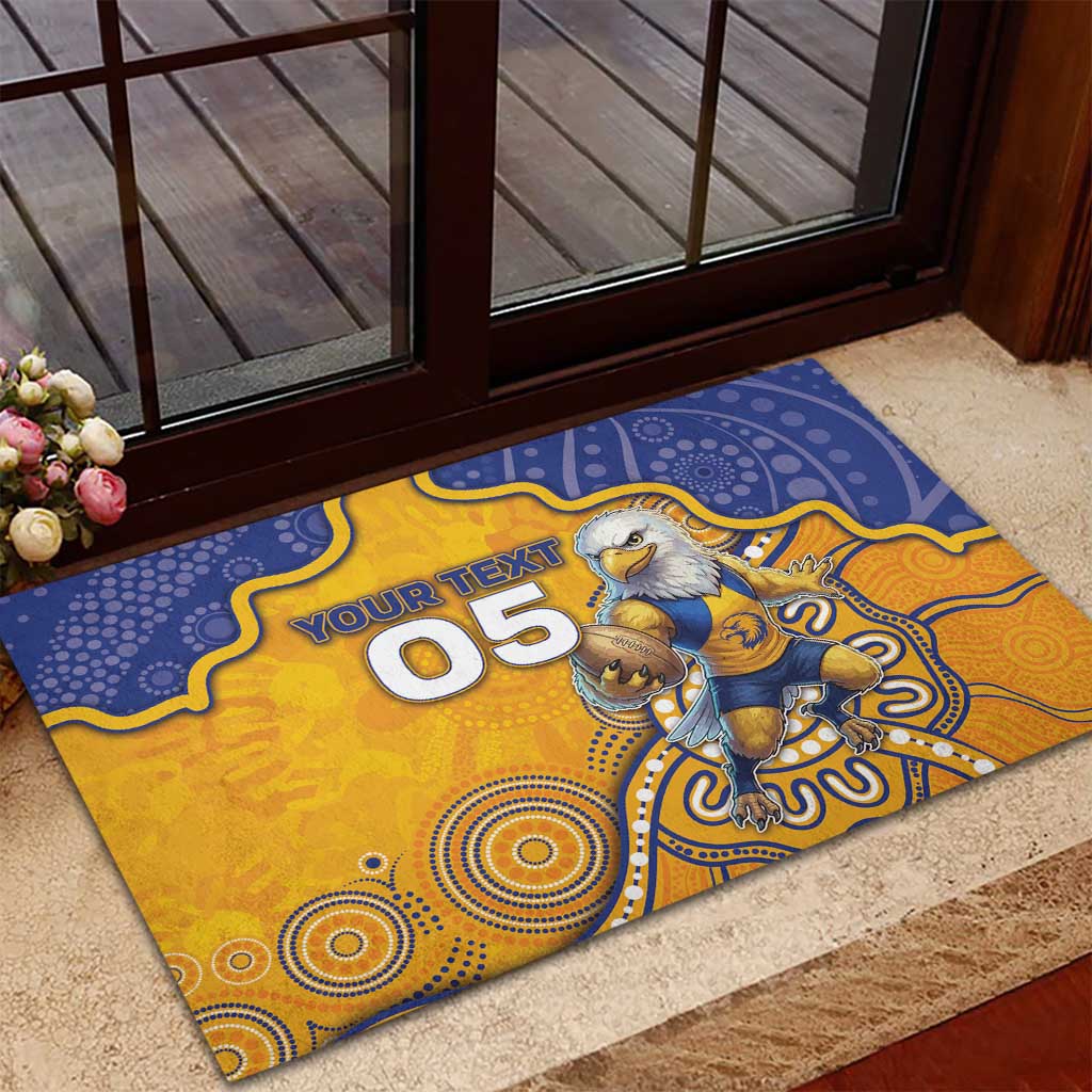 Custom Eagles Football Rubber Doormat Aboriginal Dot Art Pattern