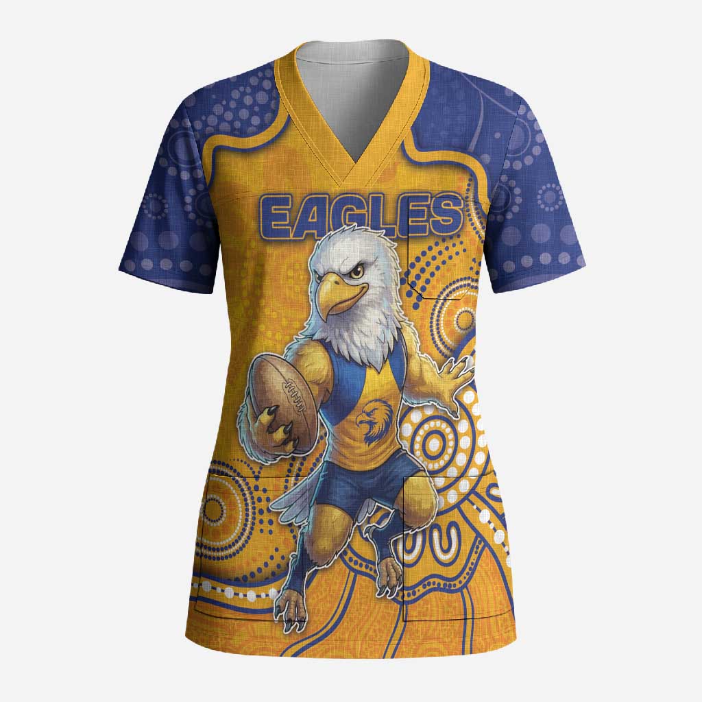 Custom Eagles Football Scrub Top Aboriginal Dot Art Pattern