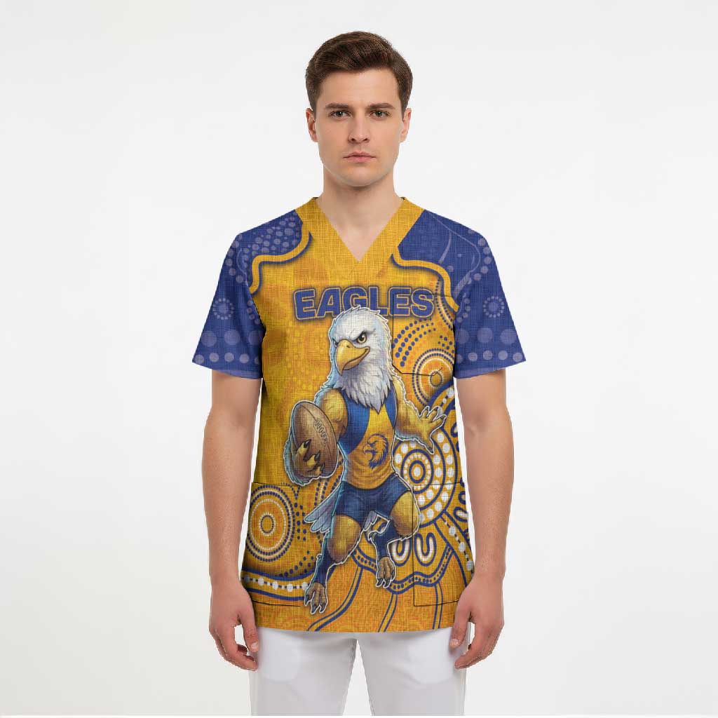 Custom Eagles Football Scrub Top Aboriginal Dot Art Pattern