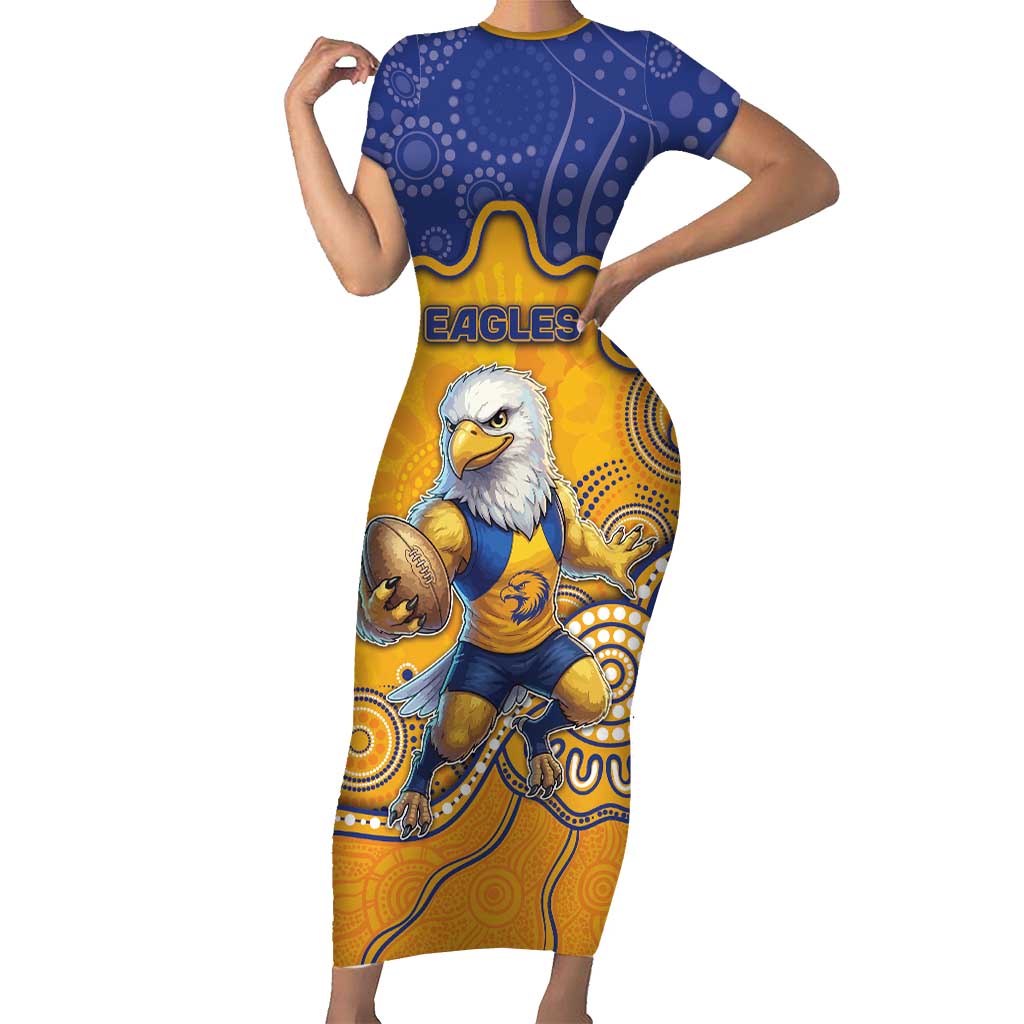 Custom Eagles Football Short Sleeve Bodycon Dress Aboriginal Dot Art Pattern