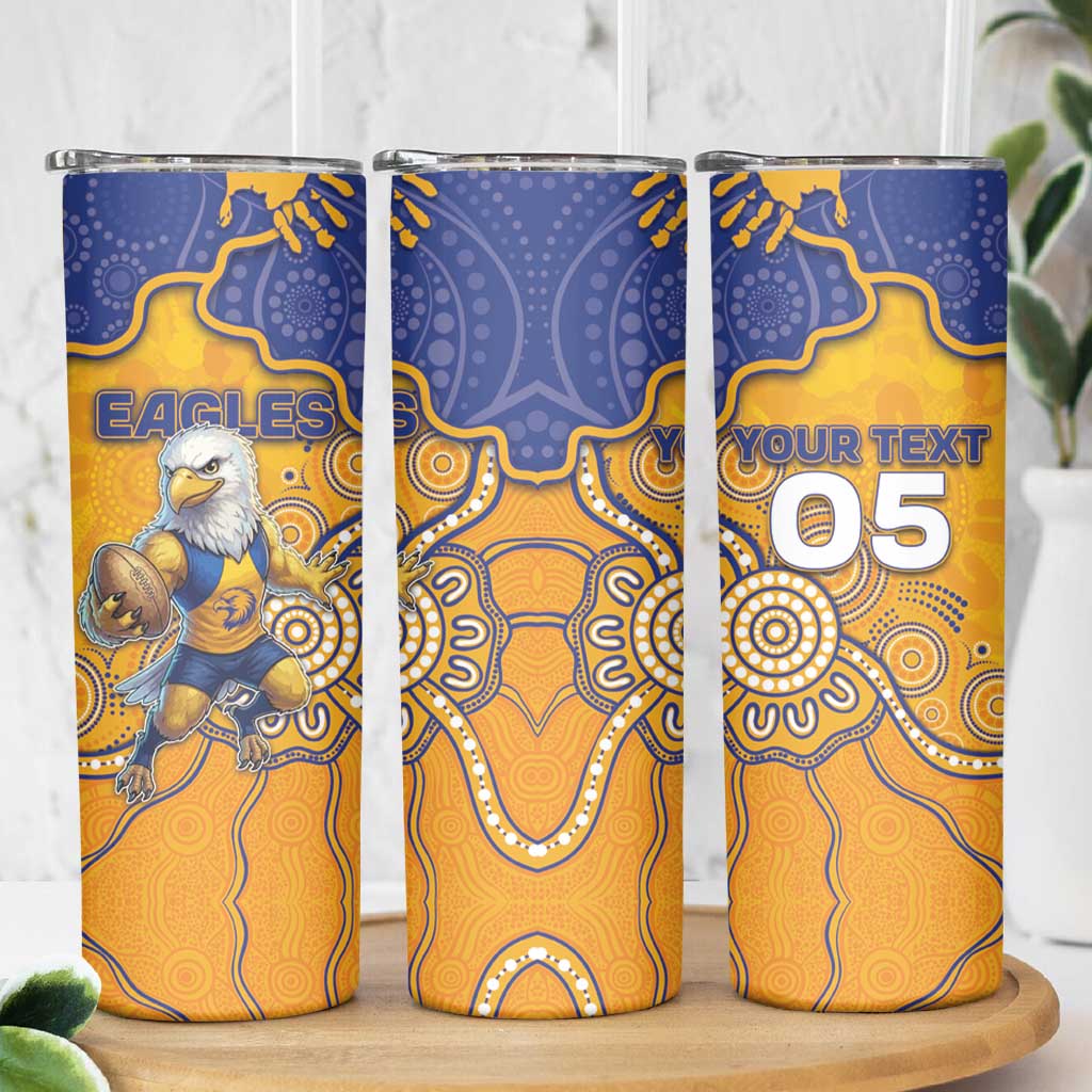 Custom Eagles Football Skinny Tumbler Aboriginal Dot Art Pattern