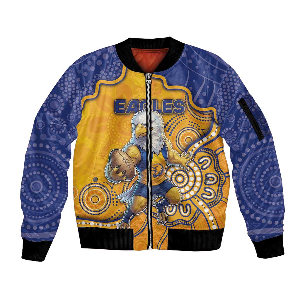 Custom Eagles Football Sleeve Zip Bomber Jacket Aboriginal Dot Art Pattern