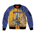 Custom Eagles Football Sleeve Zip Bomber Jacket Aboriginal Dot Art Pattern