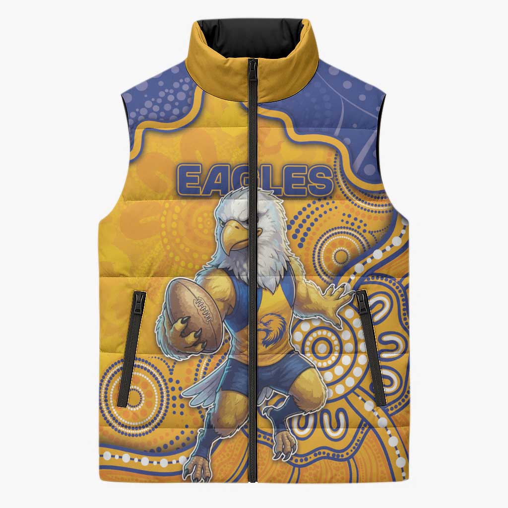 Custom Eagles Football Sleeveless Puffer Jacket Aboriginal Dot Art Pattern