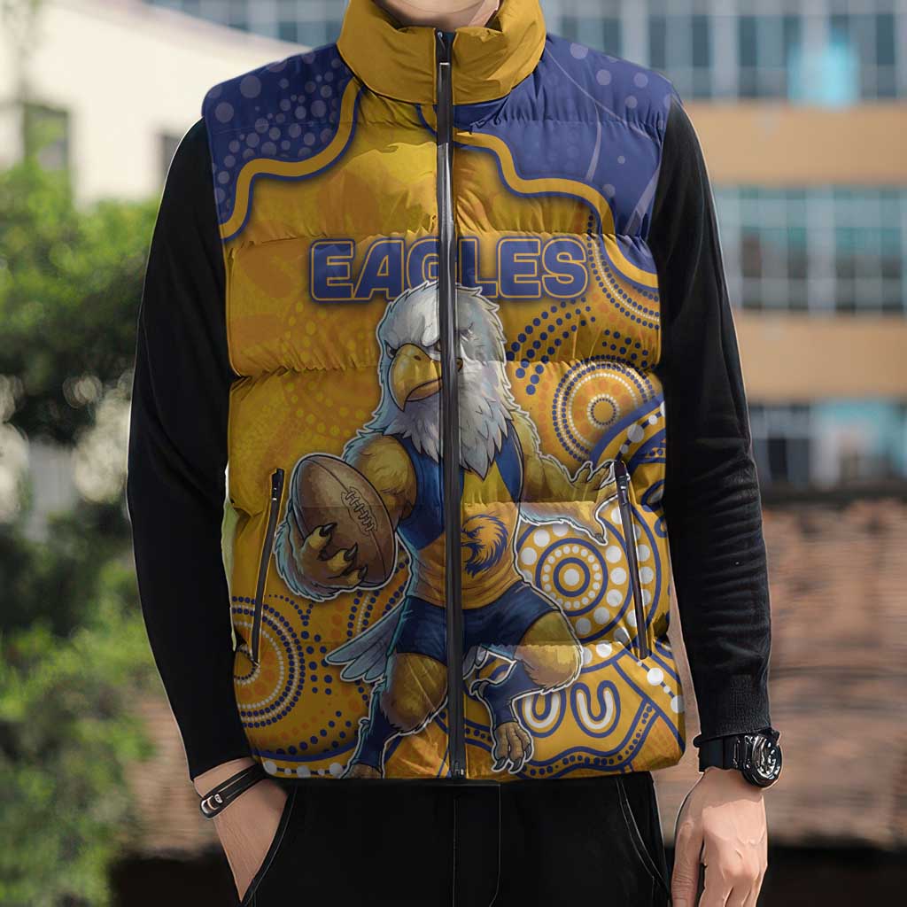 Custom Eagles Football Sleeveless Puffer Jacket Aboriginal Dot Art Pattern