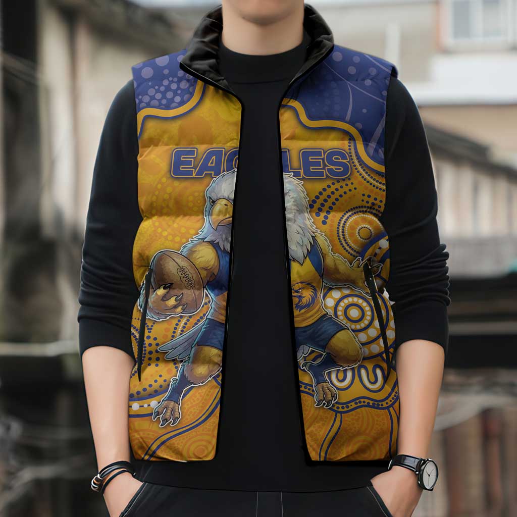 Custom Eagles Football Sleeveless Puffer Jacket Aboriginal Dot Art Pattern