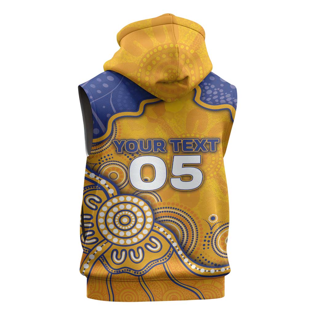 Custom Eagles Football Sleeveless Zip Hoodie Aboriginal Dot Art Pattern