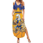 Custom Eagles Football Summer Maxi Dress Aboriginal Dot Art Pattern