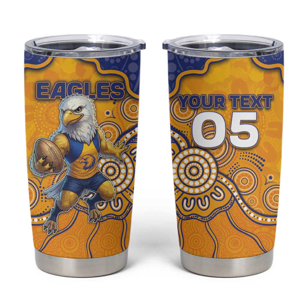 Custom Eagles Football Tumbler Cup Aboriginal Dot Art Pattern