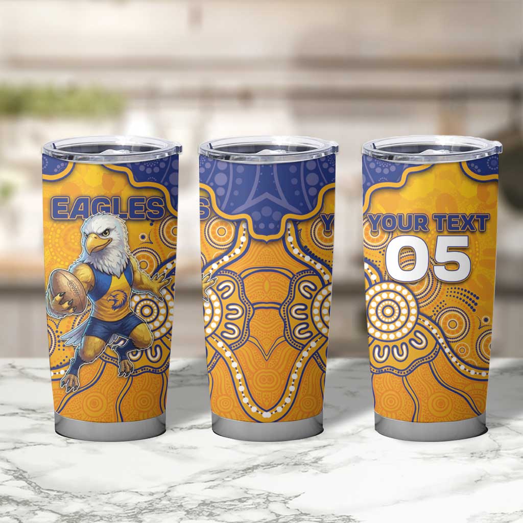 Custom Eagles Football Tumbler Cup Aboriginal Dot Art Pattern
