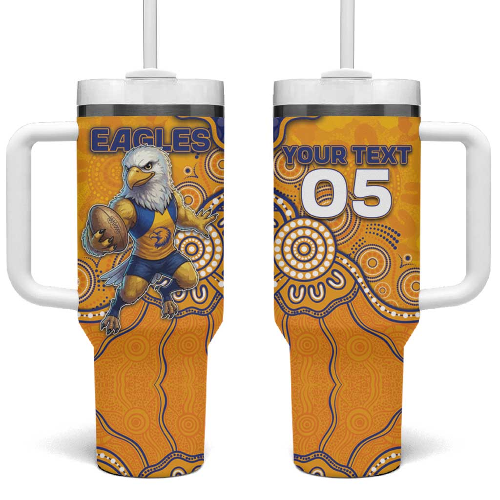 Custom Eagles Football Tumbler With Handle Aboriginal Dot Art Pattern