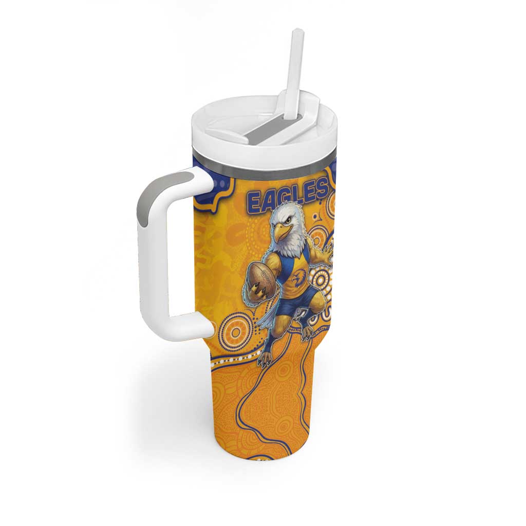 Custom Eagles Football Tumbler With Handle Aboriginal Dot Art Pattern