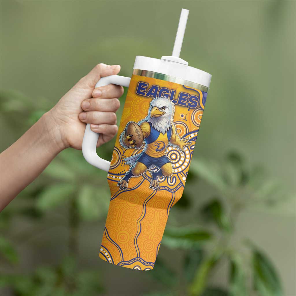 Custom Eagles Football Tumbler With Handle Aboriginal Dot Art Pattern