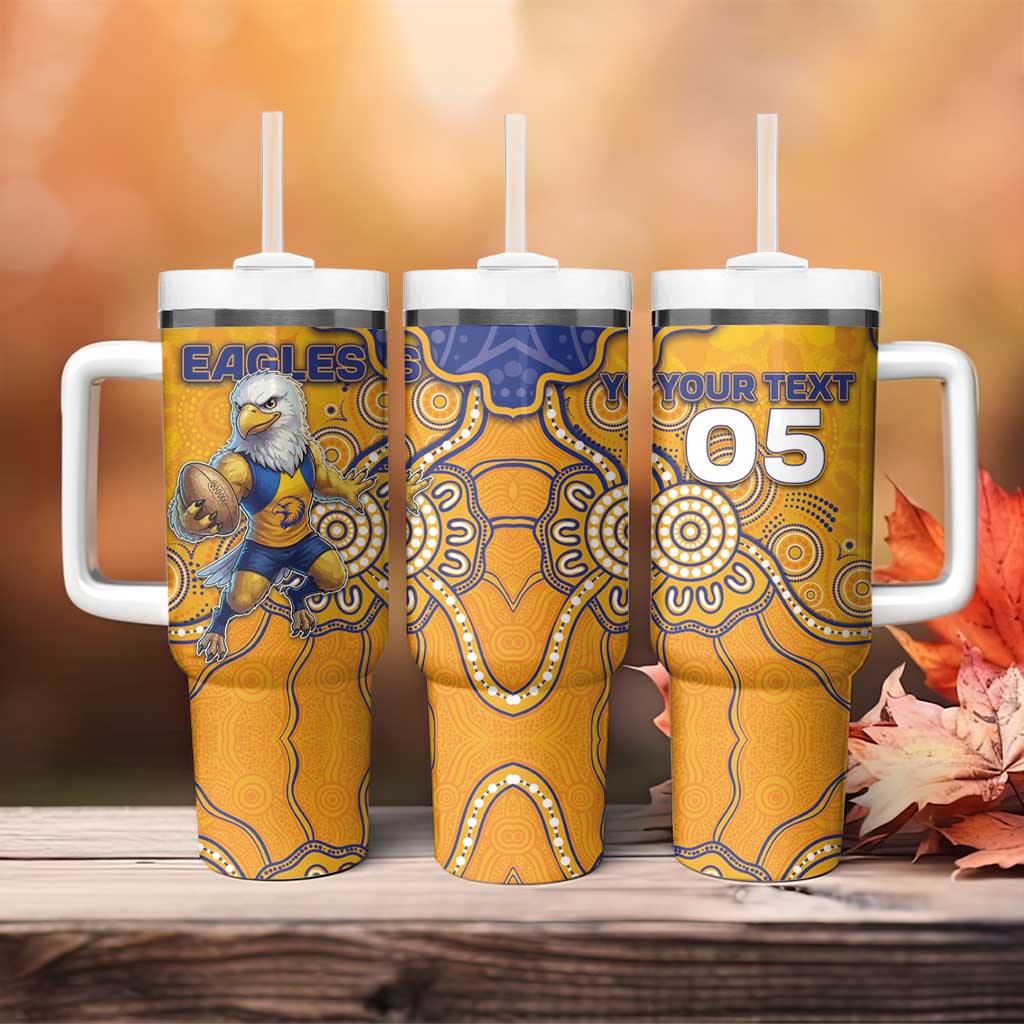 Custom Eagles Football Tumbler With Handle Aboriginal Dot Art Pattern