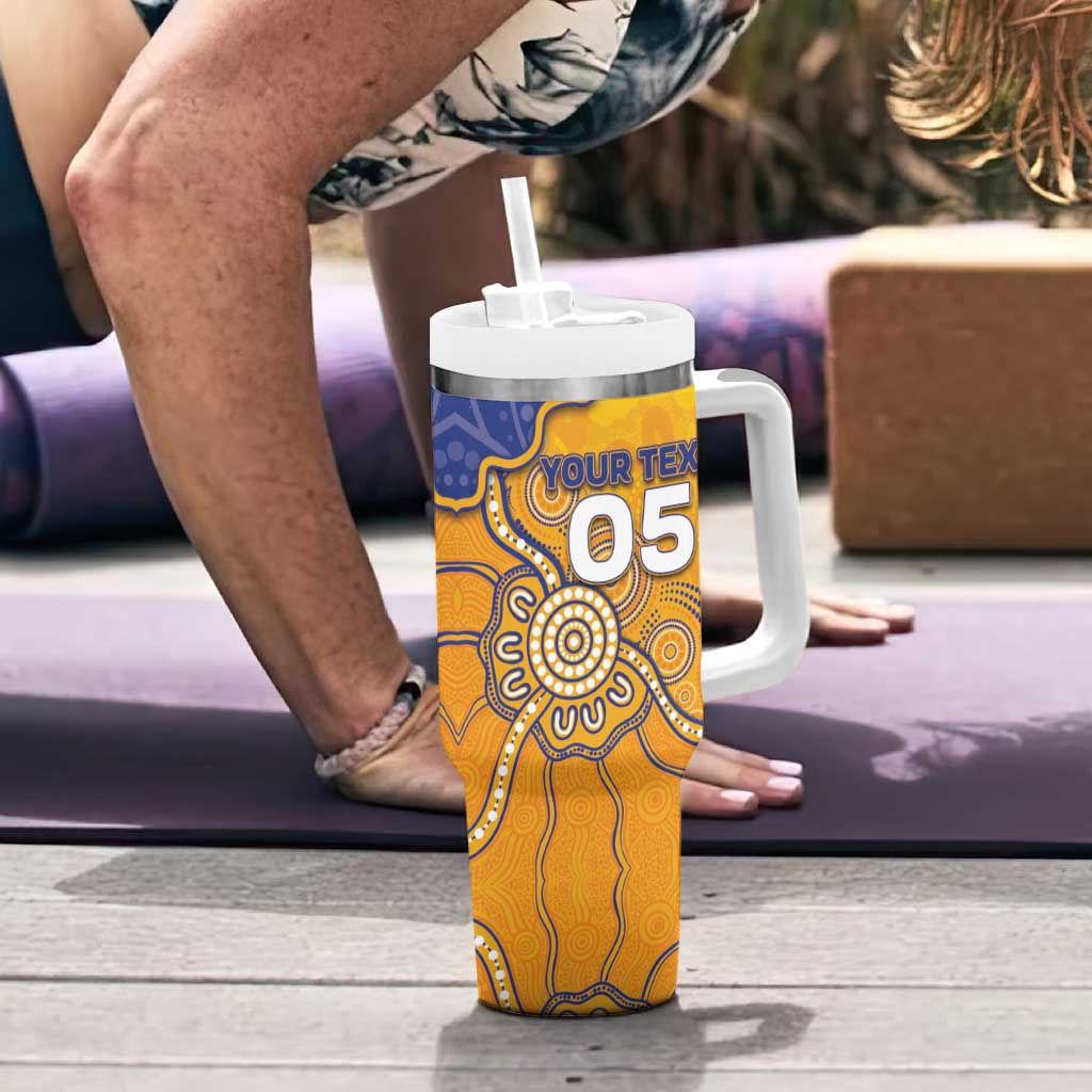 Custom Eagles Football Tumbler With Handle Aboriginal Dot Art Pattern