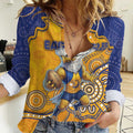 Custom Eagles Football Women Casual Shirt Aboriginal Dot Art Pattern