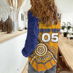 Custom Eagles Football Women Casual Shirt Aboriginal Dot Art Pattern