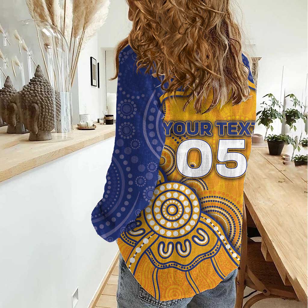 Custom Eagles Football Women Casual Shirt Aboriginal Dot Art Pattern