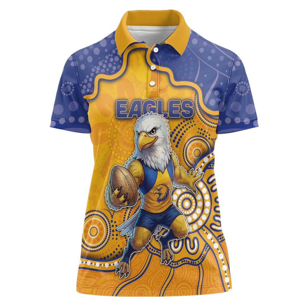 Custom Eagles Football Women Polo Shirt Aboriginal Dot Art Pattern