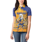 Custom Eagles Football Women Polo Shirt Aboriginal Dot Art Pattern