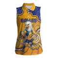 Custom Eagles Football Women Sleeveless Polo Shirt Aboriginal Dot Art Pattern