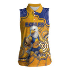 Custom Eagles Football Women Sleeveless Polo Shirt Aboriginal Dot Art Pattern
