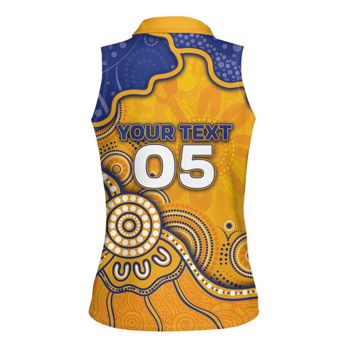 Custom Eagles Football Women Sleeveless Polo Shirt Aboriginal Dot Art Pattern