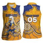 Custom Eagles Football Women Sleeveless Polo Shirt Aboriginal Dot Art Pattern