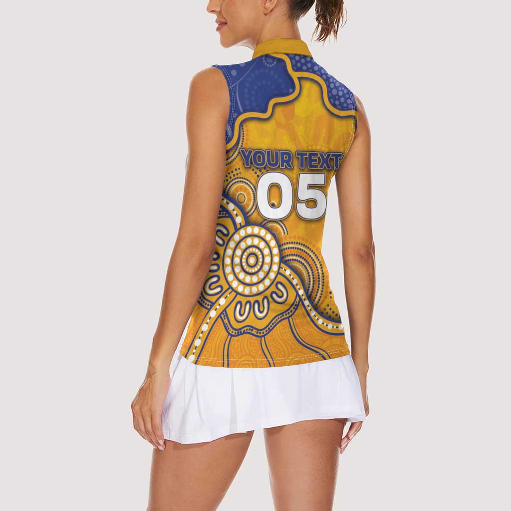 Custom Eagles Football Women Sleeveless Polo Shirt Aboriginal Dot Art Pattern