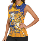 Custom Eagles Football Women Sleeveless Polo Shirt Aboriginal Dot Art Pattern