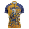 Custom Eagles Football Zipper Polo Shirt Aboriginal Dot Art Pattern