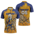 Custom Eagles Football Zipper Polo Shirt Aboriginal Dot Art Pattern
