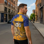 Custom Eagles Football Zipper Polo Shirt Aboriginal Dot Art Pattern